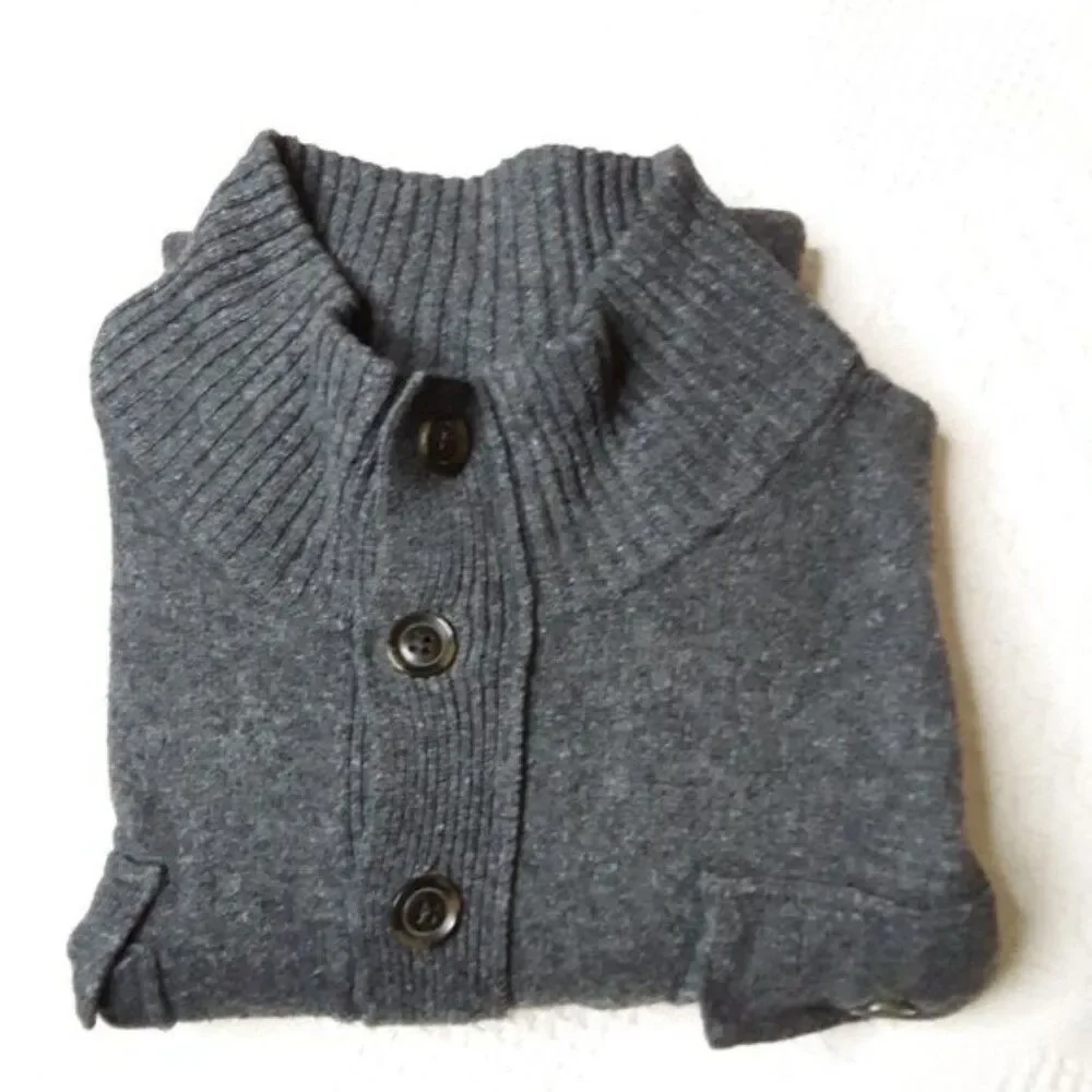Vintage Gap Men Grey Half Button Long Sleeve Sweater size XXL
